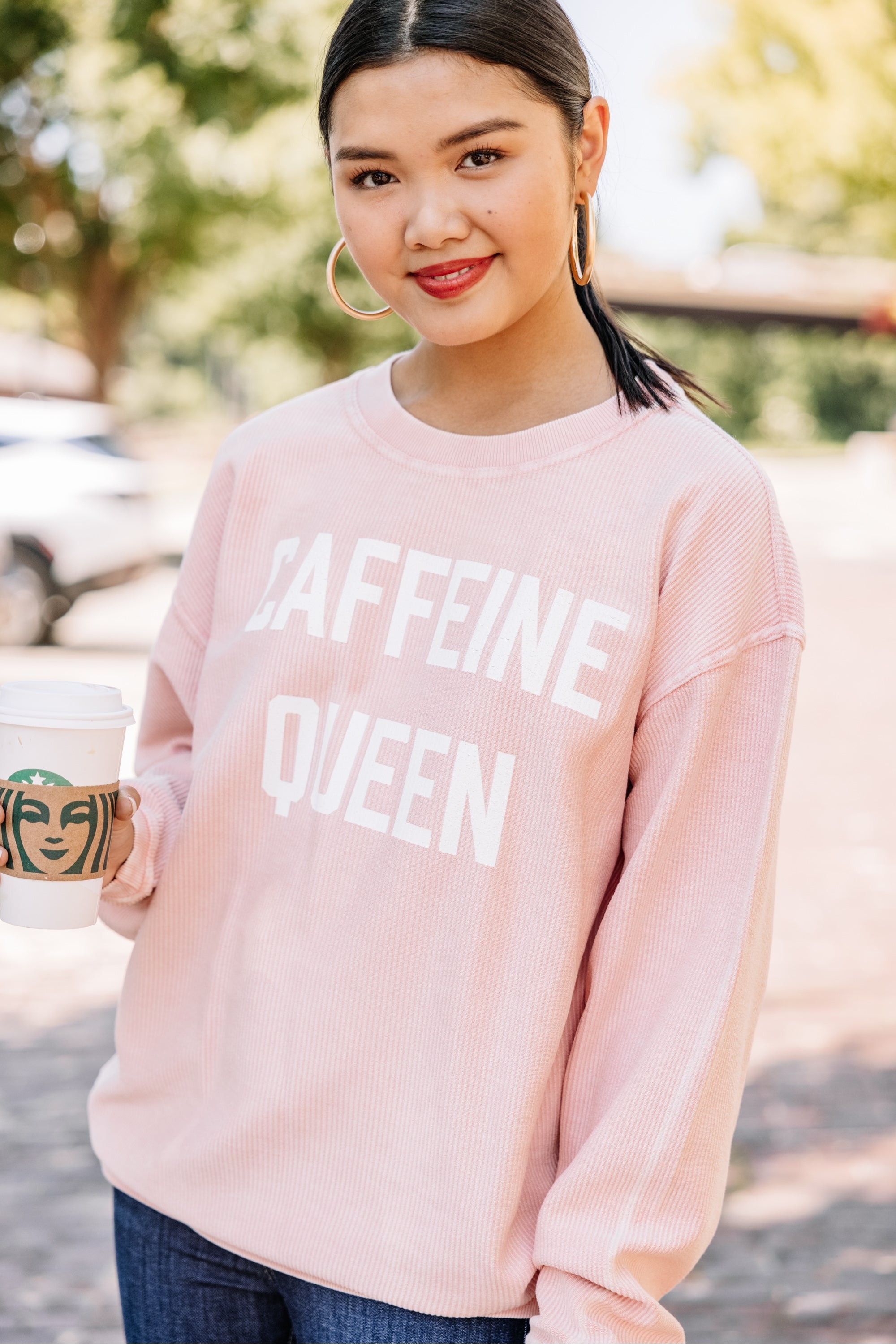 Caffeine Queen Blush Pink Corded Graphic...