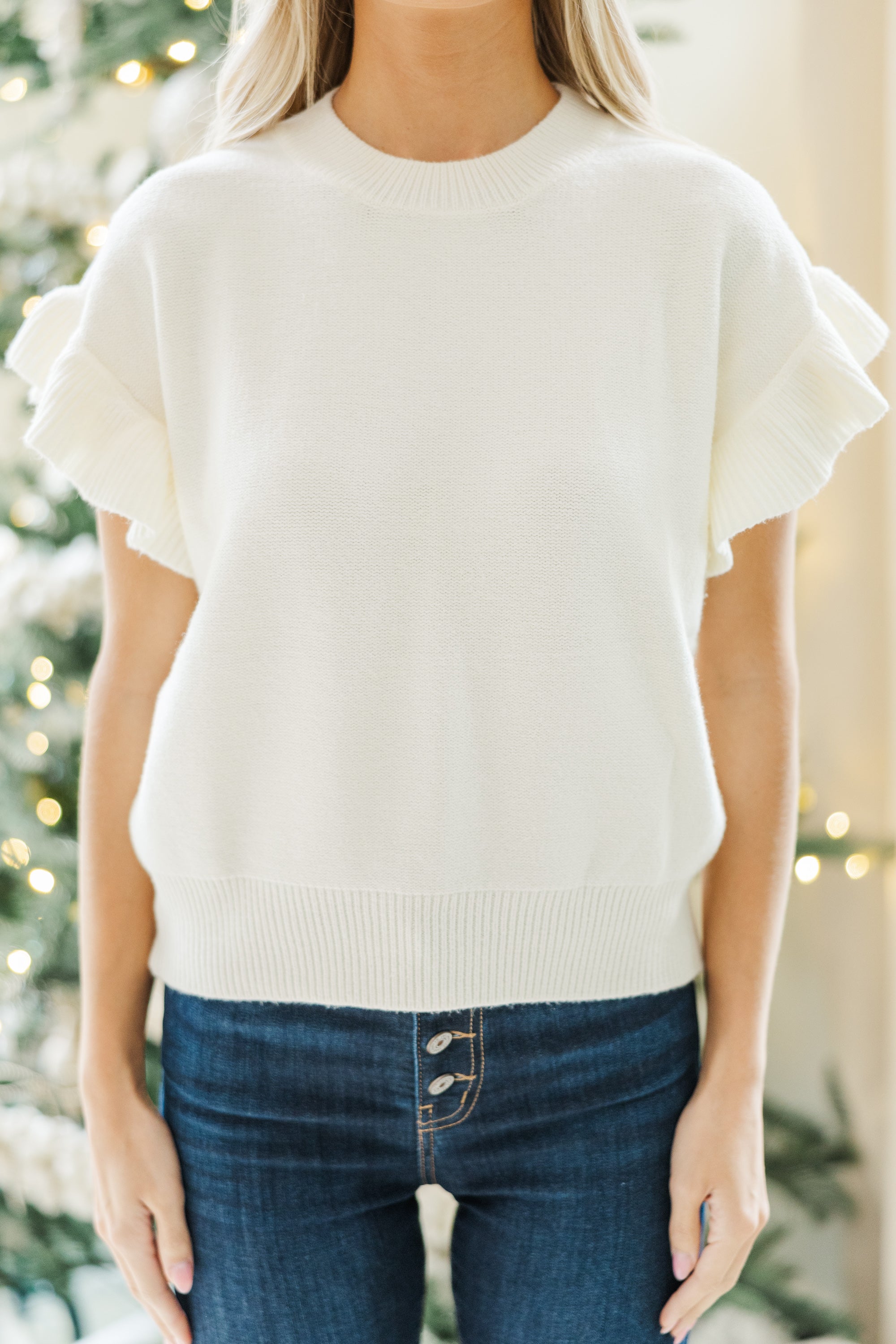 Take A Moment Cream White Ruffle Sleeve ...